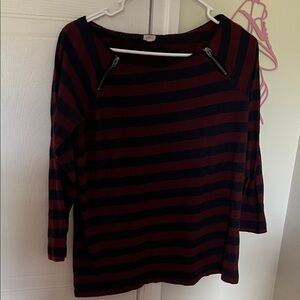 J. Crew Black and Red 3/4 Sleeve Blouse